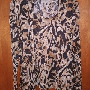 Alfred Dunner Brown and Black Patterned Top